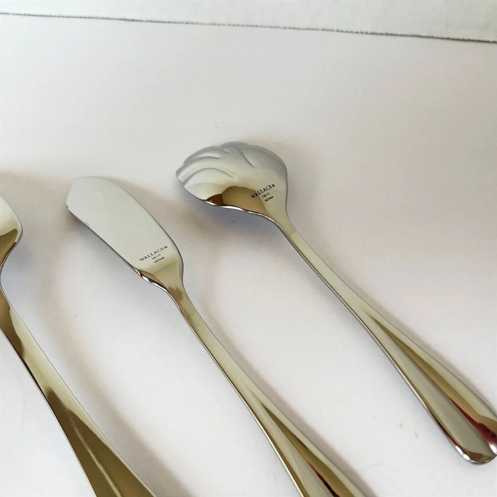 Wallace Stainless Steel Flatware BLAINE Lot of 5 Serving Pieces Unused